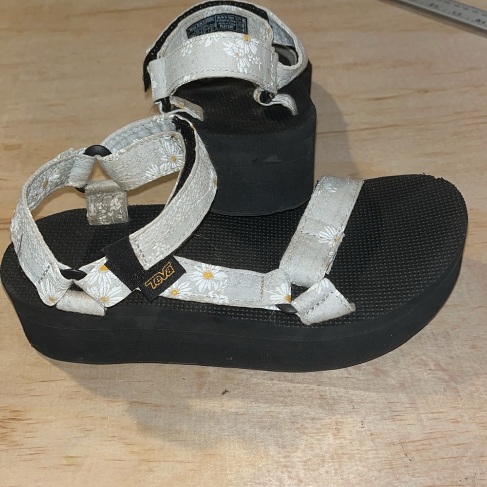Teva Black and White Floral Sandals